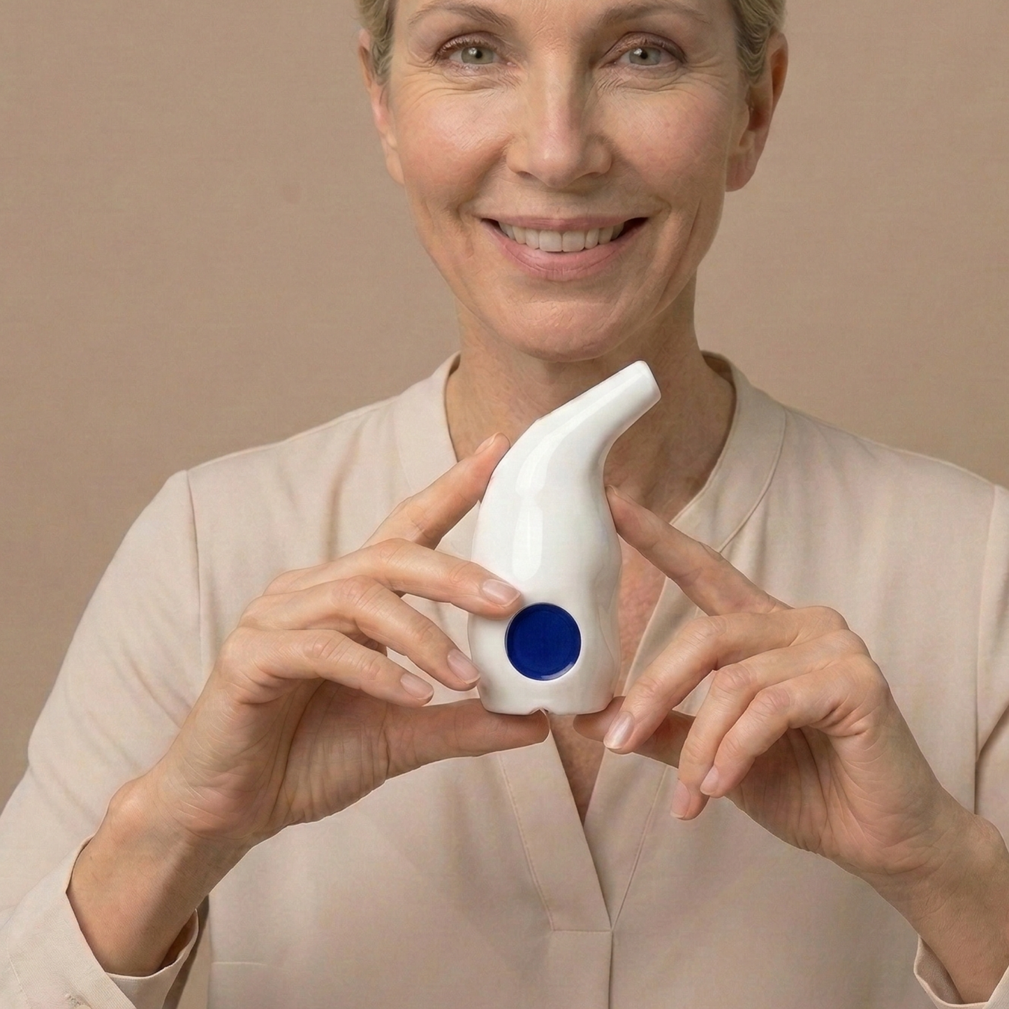 Saltpipe Inhalator aus Keramik in Blau zur täglichen Atemwegspflege